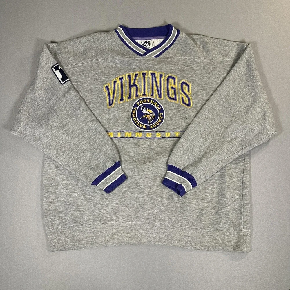 Vintage Minnesota Vikings Sweatshirt Mens XL Gray NFL Football Lee Sport‎ 90s